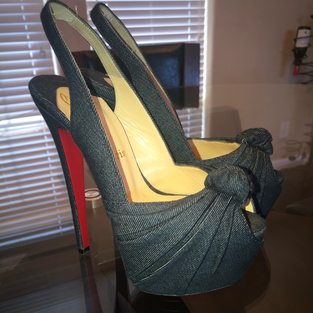 Christian Louboutin jean peep toe sling back